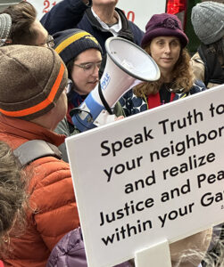 image of Habonim Dror members protesting in New York